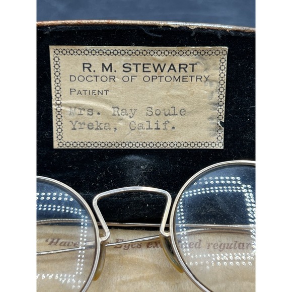 Antique Shuron  Wire Rimmed Eyeglasses 12 K GF Wire Frame & Hard Case main image 6